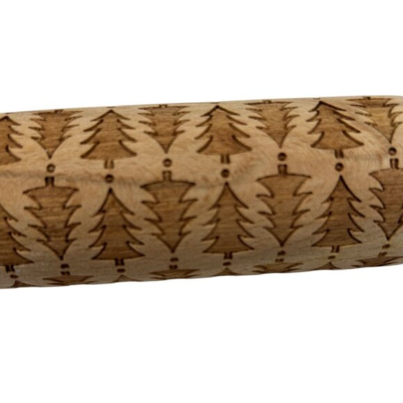 Mini Wood Christmas Tree embossing rolling pin for cookies - Picture 3 of 7